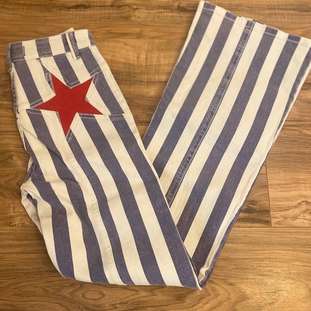 FP Firecracker Striped Flare Jeans